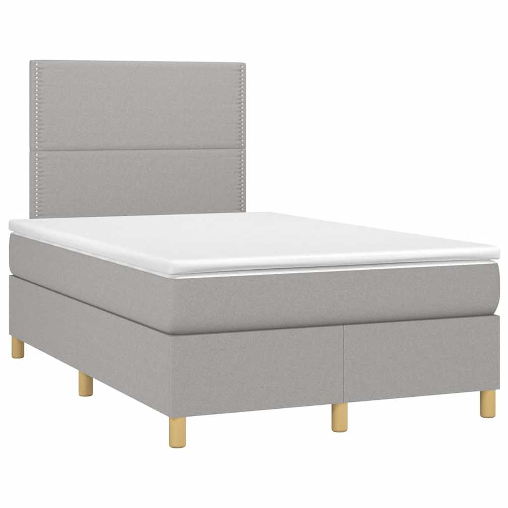 Boxspring met matras en LED stof lichtgrijs 120x190 cm