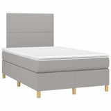 Boxspring met matras en LED stof lichtgrijs 120x190 cm