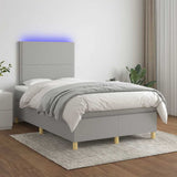 Boxspring met matras en LED stof lichtgrijs 120x190 cm