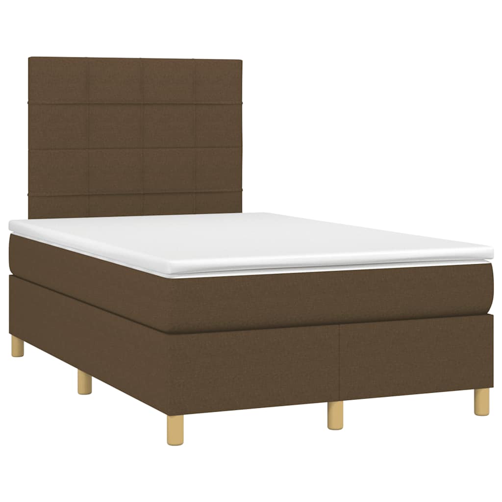 Boxspring met matras en LED stof donkerbruin 120x190 cm