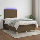 Boxspring met matras en LED stof donkerbruin 120x190 cm