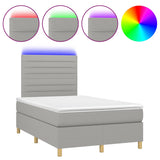 Boxspring met matras en LED stof lichtgrijs 120x190 cm