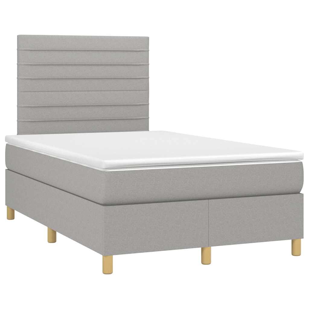 Boxspring met matras en LED stof lichtgrijs 120x190 cm
