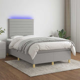 Boxspring met matras en LED stof lichtgrijs 120x190 cm