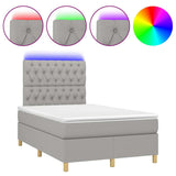 Boxspring met matras en LED stof lichtgrijs 120x190 cm