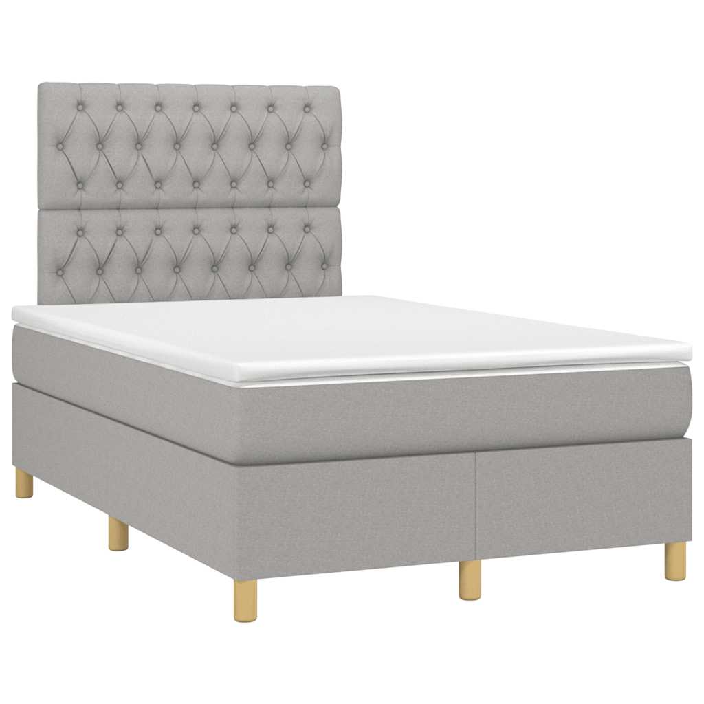 Boxspring met matras en LED stof lichtgrijs 120x190 cm
