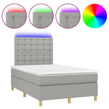 Boxspring met matras en LED stof lichtgrijs 120x190 cm
