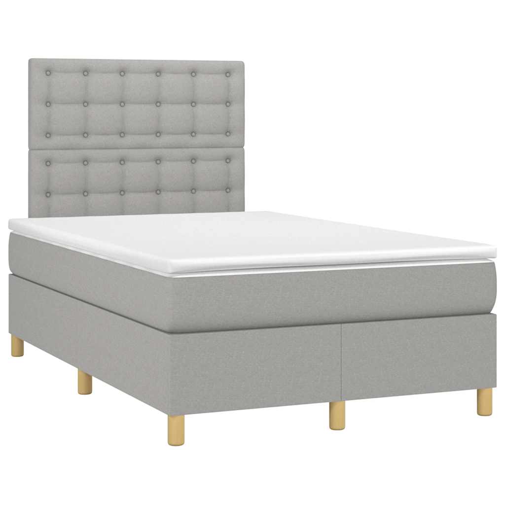 Boxspring met matras en LED stof lichtgrijs 120x190 cm