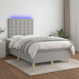 Boxspring met matras en LED stof lichtgrijs 120x190 cm