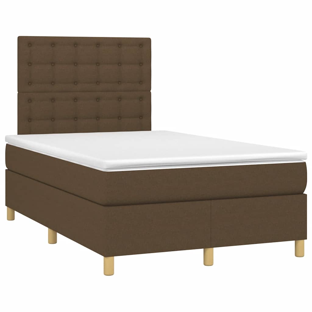 Boxspring met matras en LED stof donkerbruin 120x190 cm