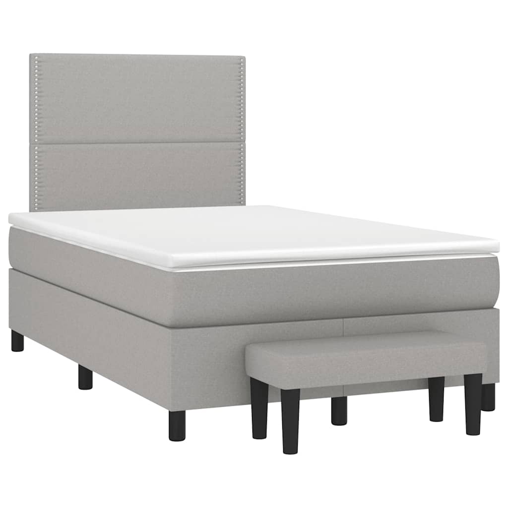 Boxspring met matras stof lichtgrijs 120x190 cm