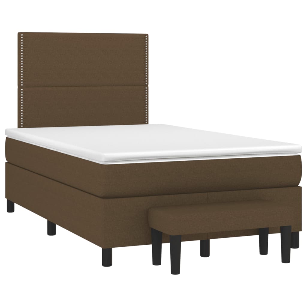 Boxspring met matras stof donkerbruin 120x190 cm