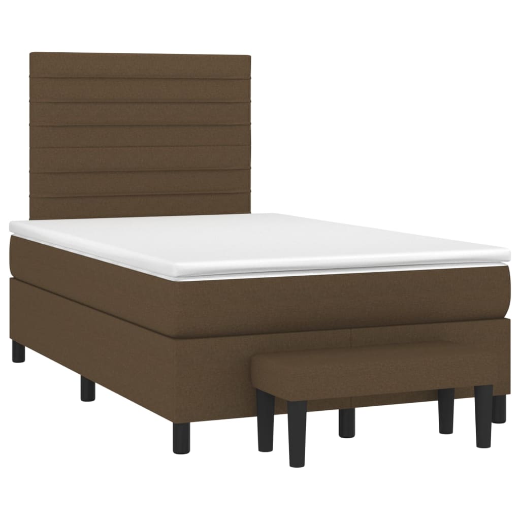 Boxspring met matras stof donkerbruin 120x190 cm