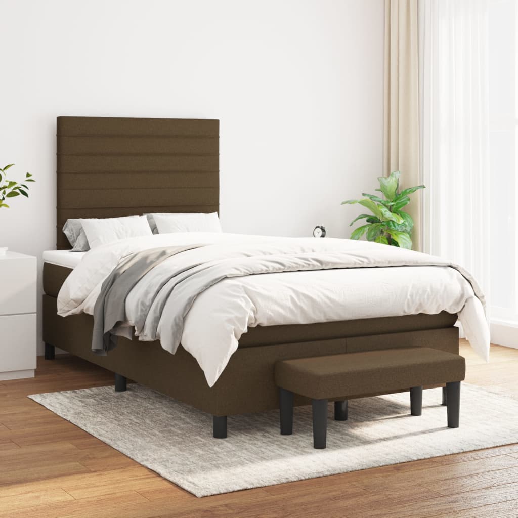 Boxspring met matras stof donkerbruin 120x190 cm
