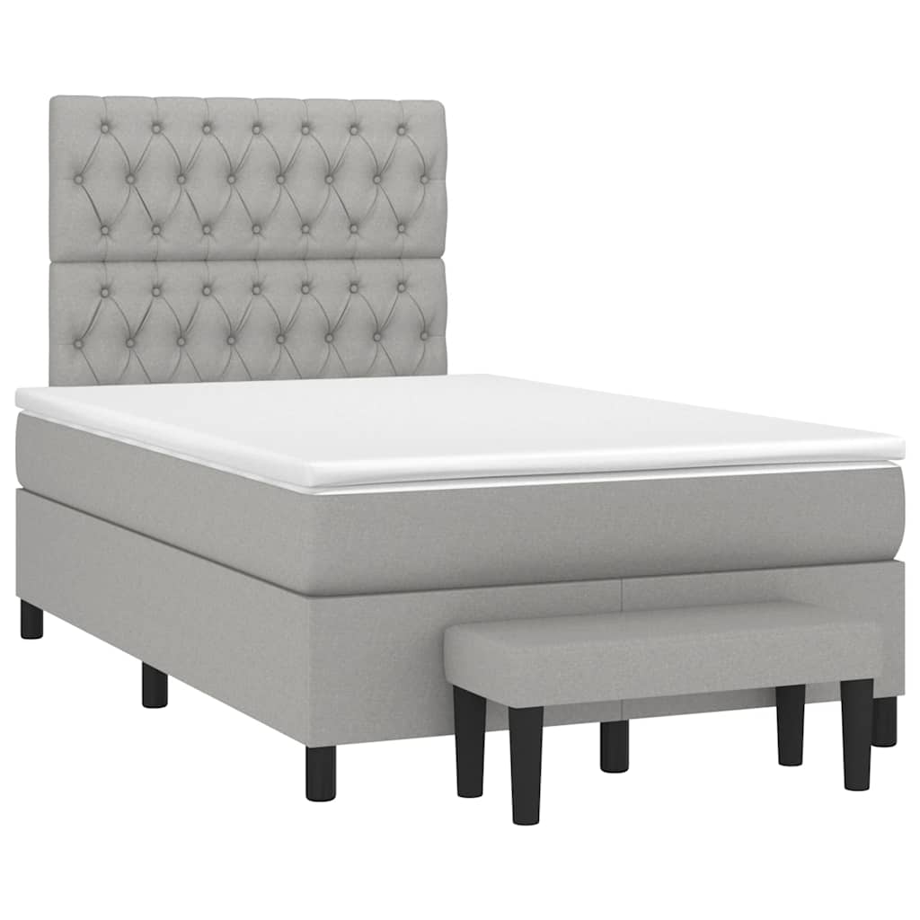 Boxspring met matras stof lichtgrijs 120x190 cm