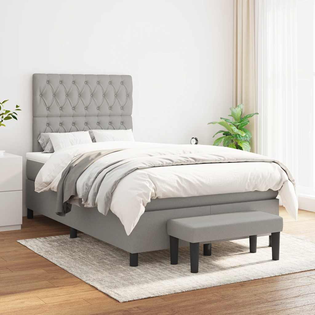 Boxspring met matras stof lichtgrijs 120x190 cm