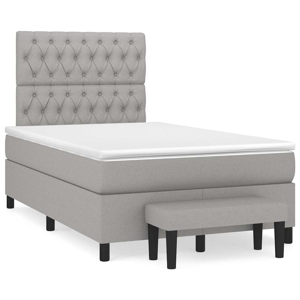 Boxspring met matras stof lichtgrijs 120x190 cm