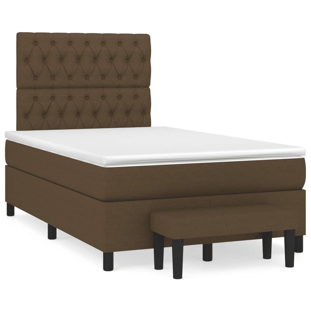 Boxspring met matras stof donkerbruin 120x190 cm