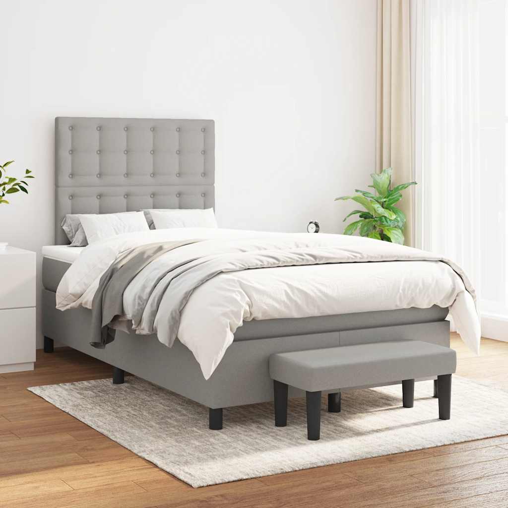 Boxspring met matras stof lichtgrijs 120x190 cm