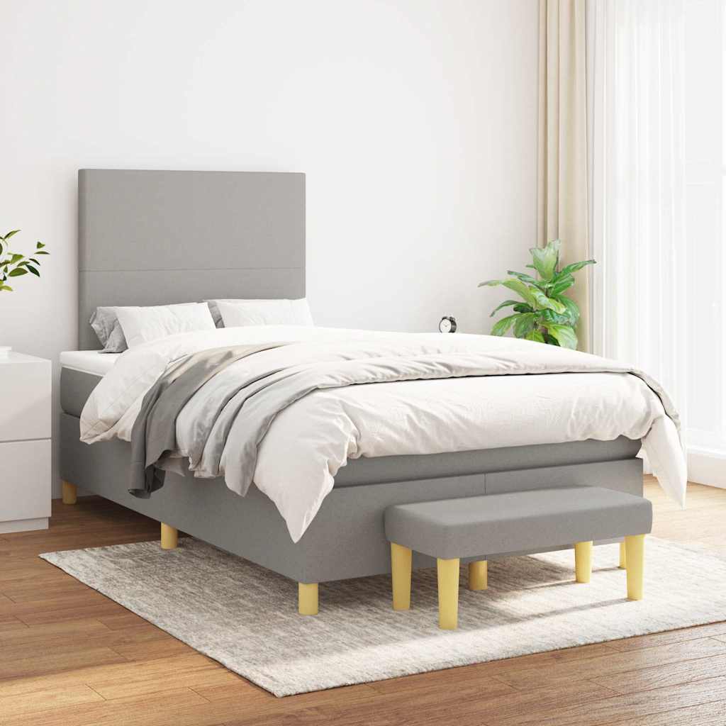 Boxspring met matras stof lichtgrijs 120x190 cm