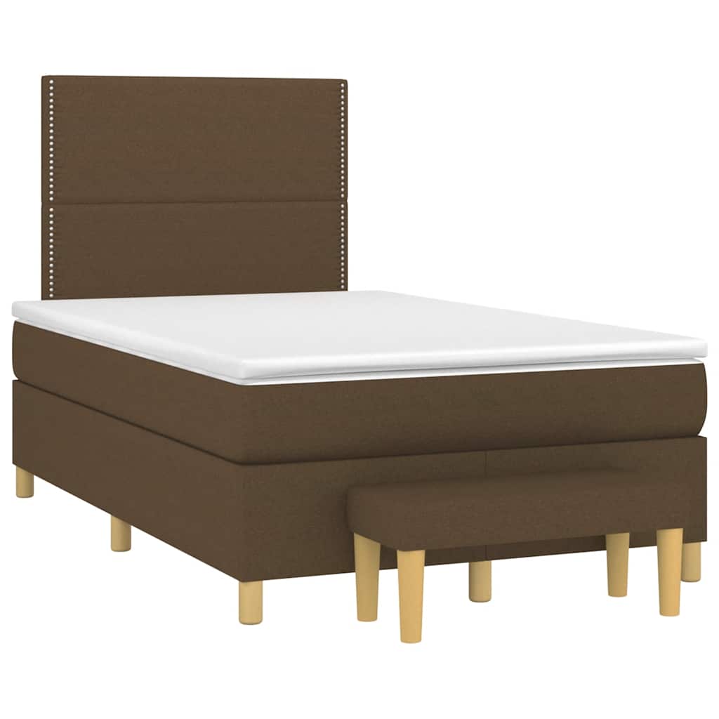Boxspring met matras stof donkerbruin 120x190 cm