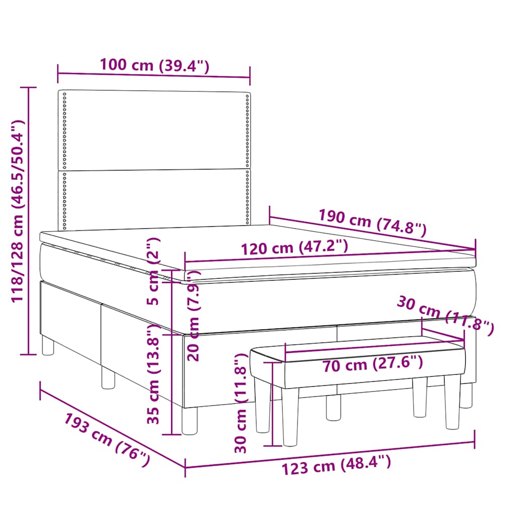 Boxspring met matras stof donkerbruin 120x190 cm