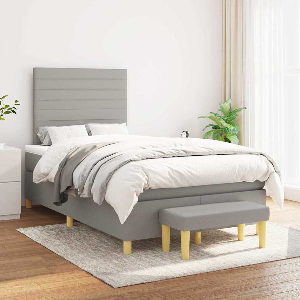 Boxspring met matras stof lichtgrijs 120x190 cm