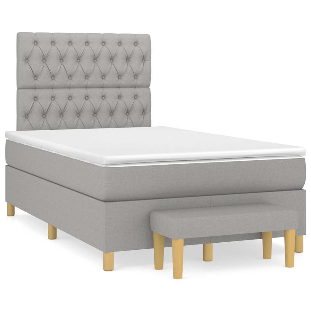 Boxspring met matras stof lichtgrijs 120x190 cm