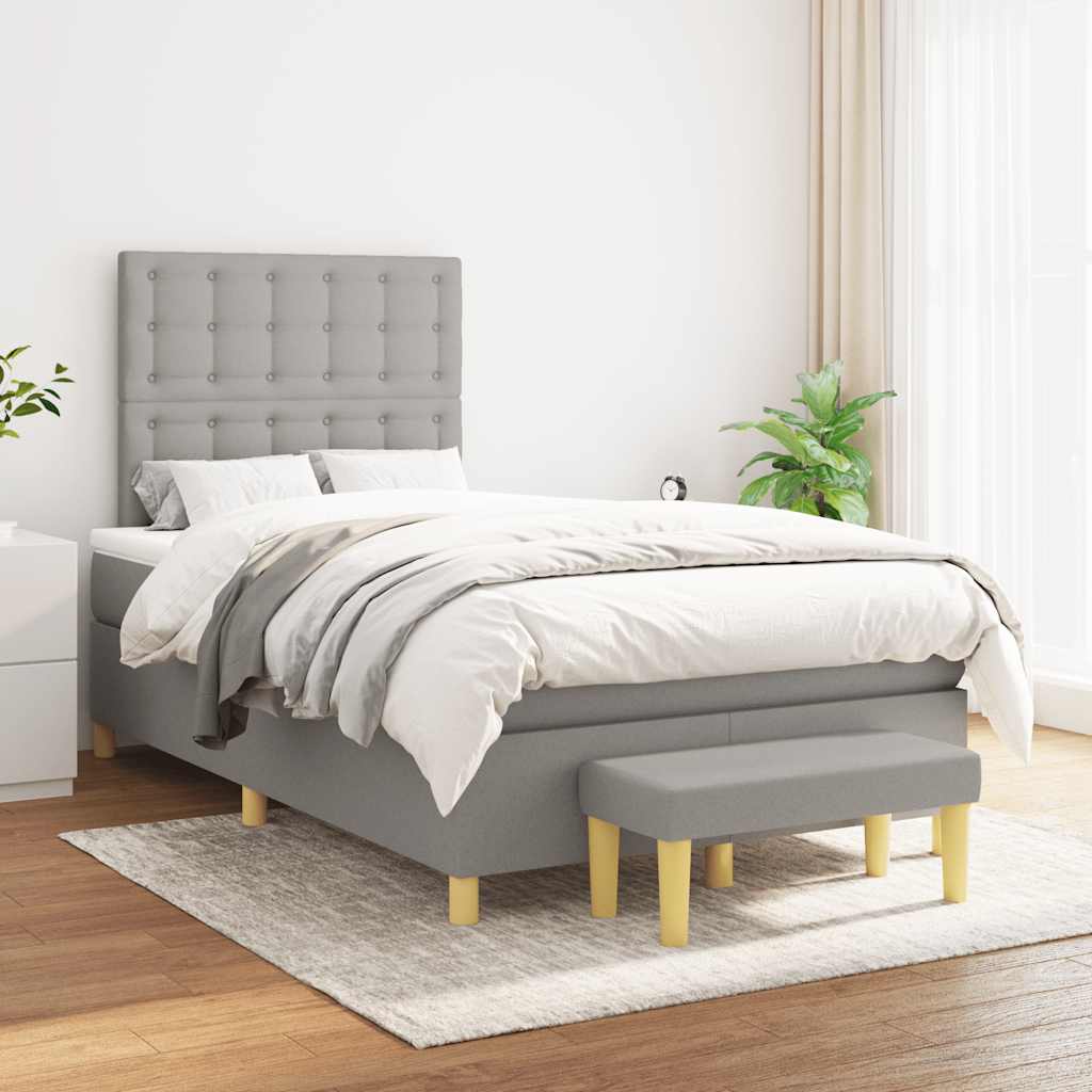 Boxspring met matras stof lichtgrijs 120x190 cm