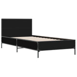 Bedframe bewerkt hout en metaal zwart 90x200 cm