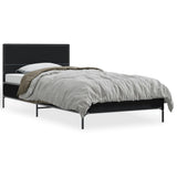 Bedframe bewerkt hout en metaal zwart 90x200 cm