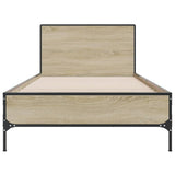Bedframe bewerkt hout en metaal sonoma eikenkleurig 90x200 cm