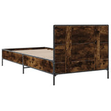 Bedframe bewerkt hout en metaal gerookt eikenkleurig 90x200 cm