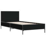 Bedframe bewerkt hout en metaal zwart 100x200 cm
