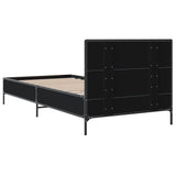 Bedframe bewerkt hout en metaal zwart 100x200 cm