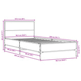 Bedframe bewerkt hout en metaal zwart 100x200 cm