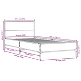 Bedframe bewerkt hout en metaal bruin eikenkleurig 100x200 cm