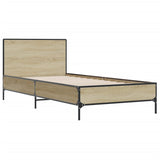 Bedframe bewerkt hout en metaal sonoma eikenkleurig 75x190 cm