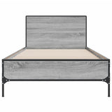 Bedframe bewerkt hout en metaal grijs sonoma eiken 75x190 cm