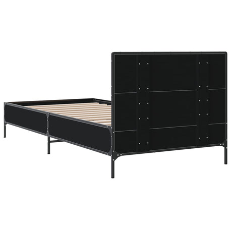 Bedframe bewerkt hout en metaal zwart 90x190 cm
