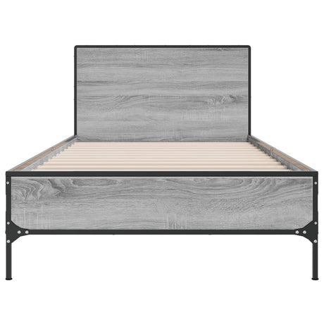 Bedframe bewerkt hout en metaal grijs sonoma eiken 90x190 cm