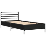Bedframe bewerkt hout en metaal zwart 90x200 cm