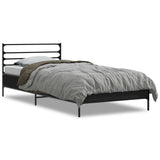 Bedframe bewerkt hout en metaal zwart 90x200 cm