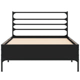 Bedframe bewerkt hout en metaal zwart 90x200 cm