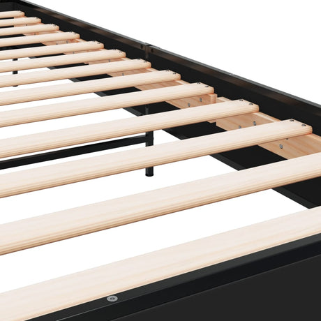 Bedframe bewerkt hout en metaal zwart 90x200 cm