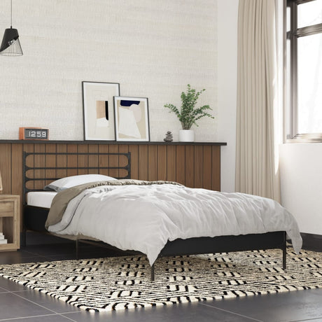 Bedframe bewerkt hout en metaal zwart 90x200 cm