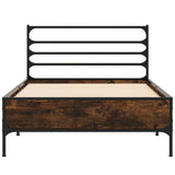 Bedframe bewerkt hout en metaal gerookt eikenkleurig 90x200 cm