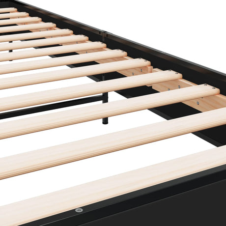Bedframe bewerkt hout en metaal zwart 100x200 cm