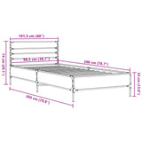 Bedframe bewerkt hout en metaal sonoma eikenkleurig 100x200 cm
