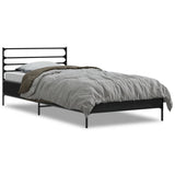 Bedframe bewerkt hout en metaal zwart 75x190 cm